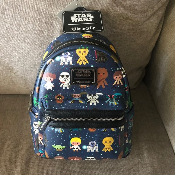 NWT Loungefly Disney Star Wars Chibi Characters Mini Backpack OG Heart Logo New - Picture 1 of 5